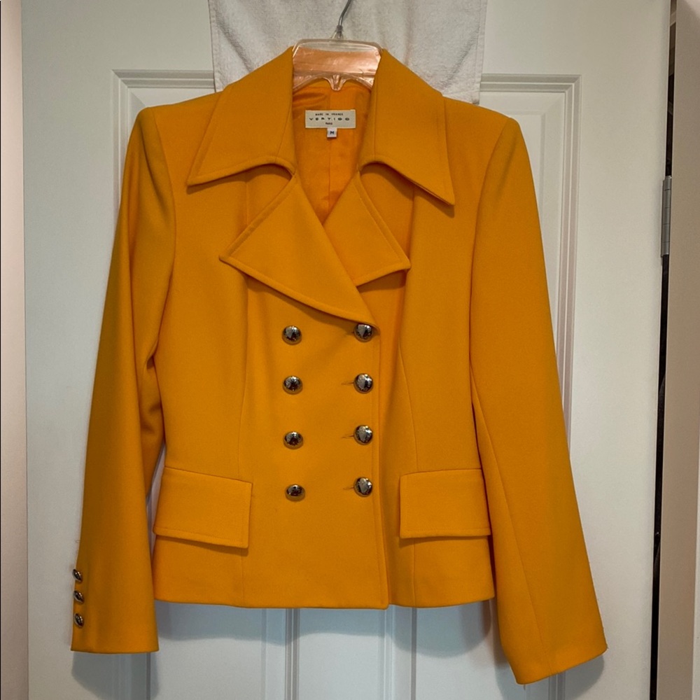 Vertigo Paris Yellow Pea Coat Double-Breasted Wool